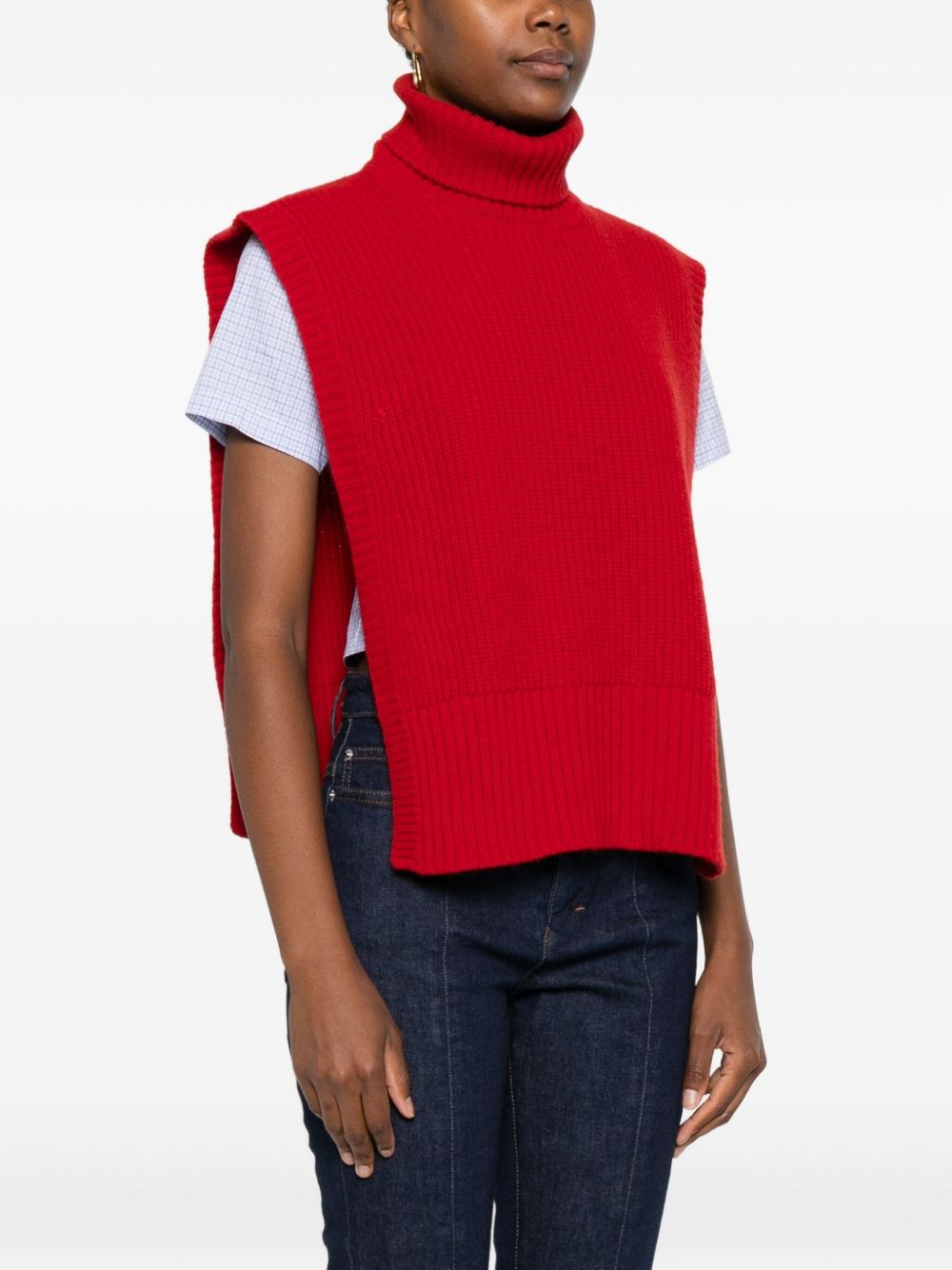 DAVANTINO Mini Sleeveless Wool Turtleneck Sweater
