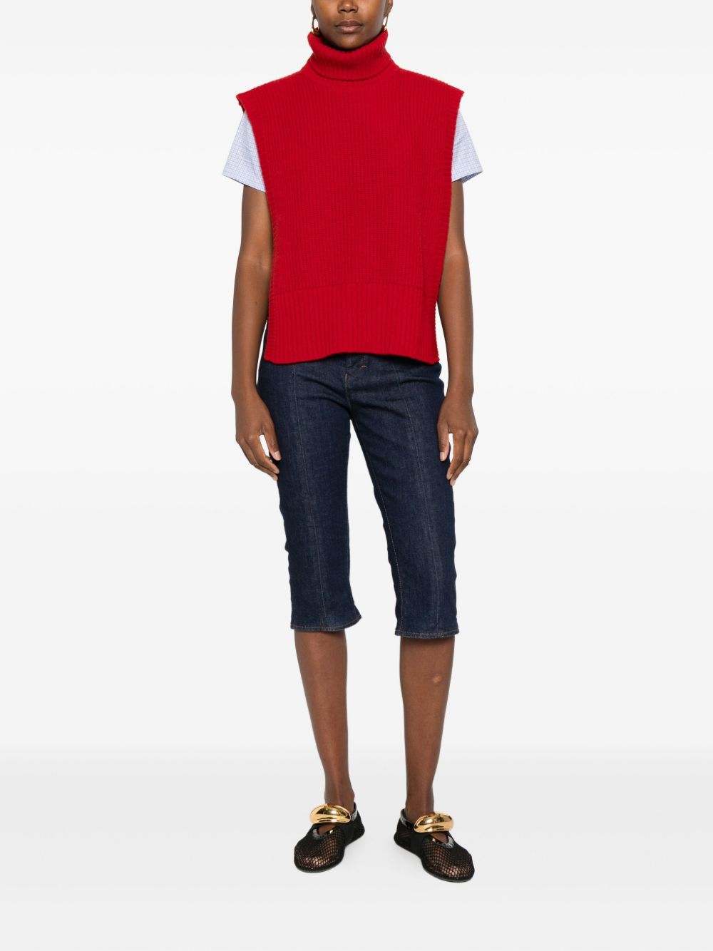 DAVANTINO Mini Sleeveless Wool Turtleneck Sweater