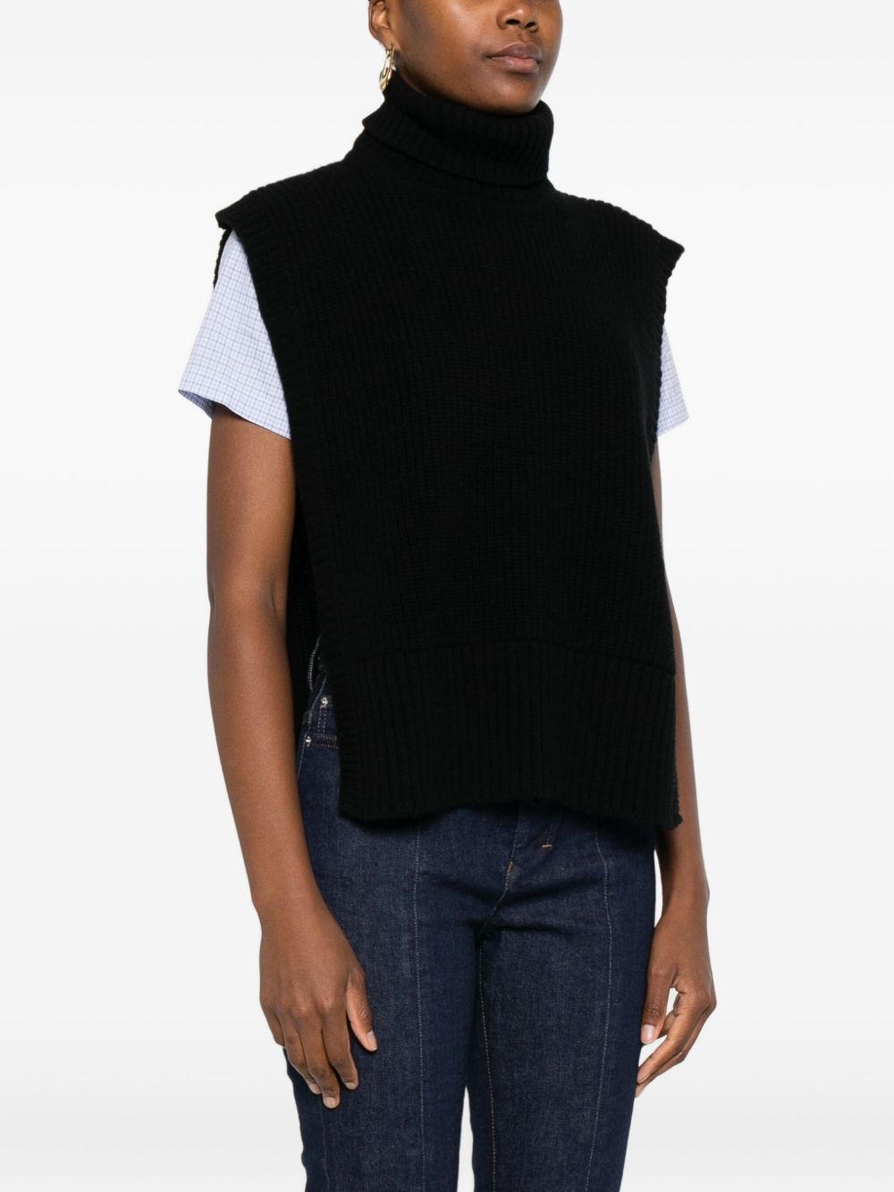 DAVANTINO Wool Sleeveless Turtleneck Sweater