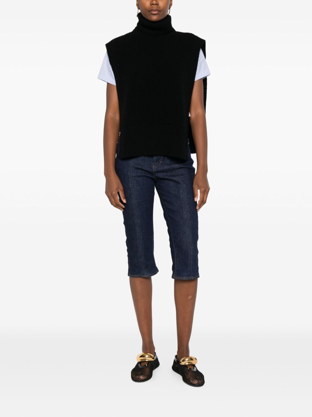 DAVANTINO Wool Sleeveless Turtleneck Sweater
