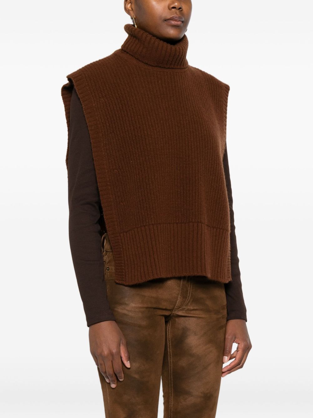 DAVANTINO Wool Turtleneck Sweater - Sleeveless Design