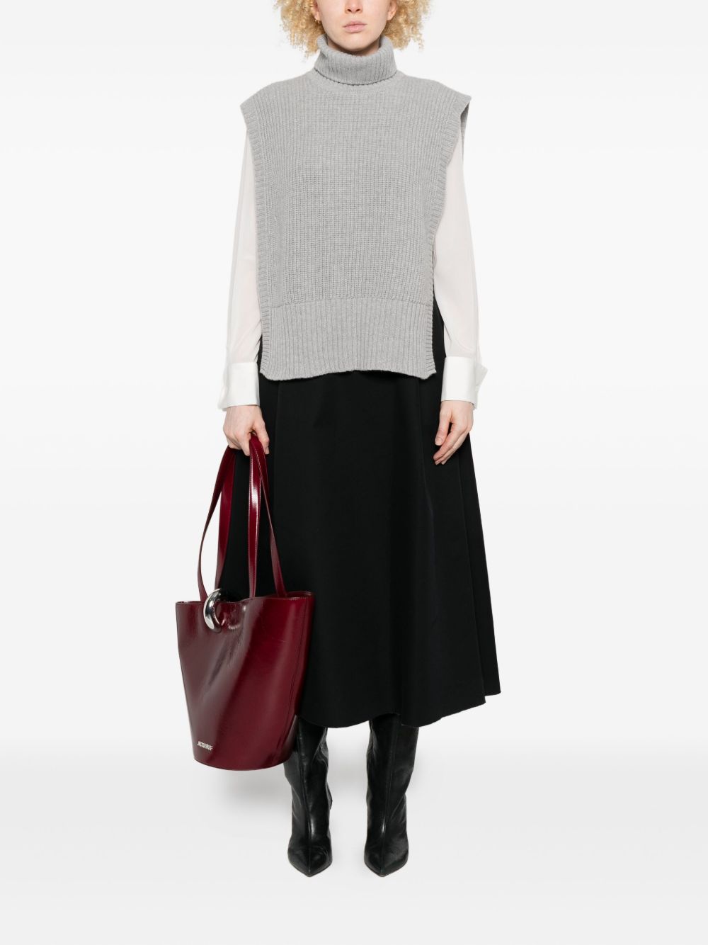 DAVANTINO Wool Ribbed Knit Turtleneck Sweater