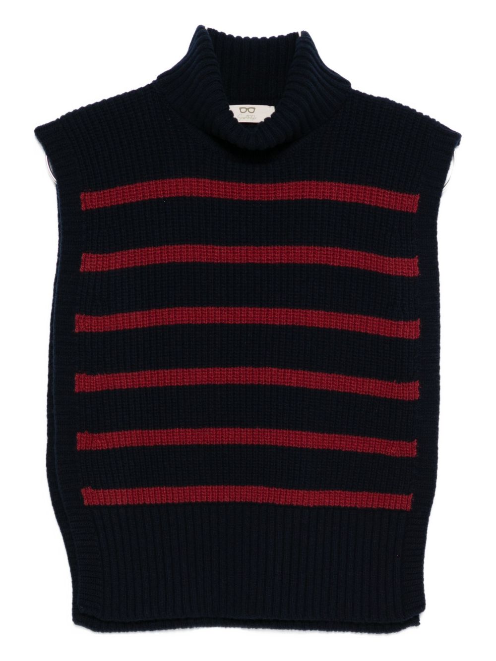 DAVANTINO Wool Turtleneck Sleeveless Ribbed Knit Sweater