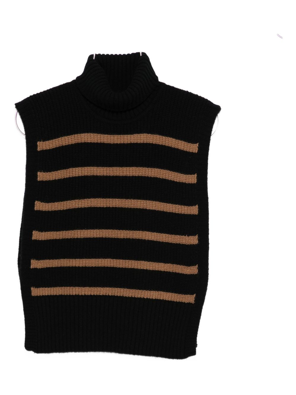 DAVANTINO Women's Sleeveless Wool Turtleneck Sweater with Horizontal Stripes