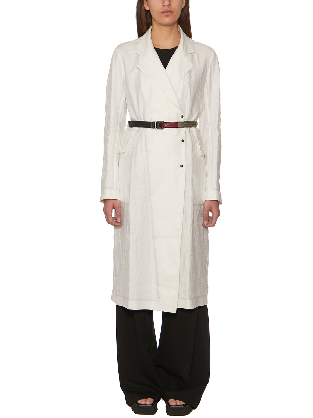 ISAAC SELLAM Women's Waxed Linen Trench Coat Size M