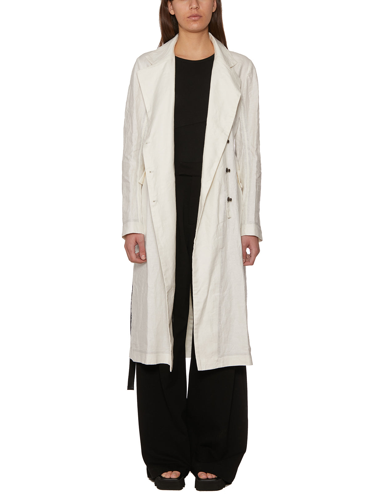 ISAAC SELLAM Women's Waxed Linen Trench Coat Size M