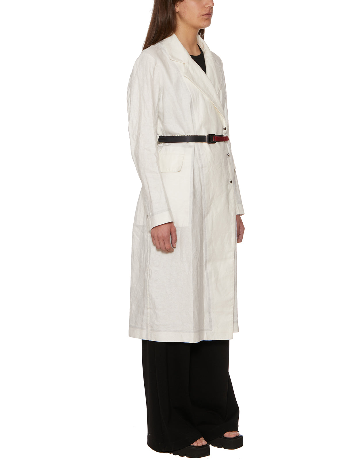 ISAAC SELLAM Women's Waxed Linen Trench Coat Size M