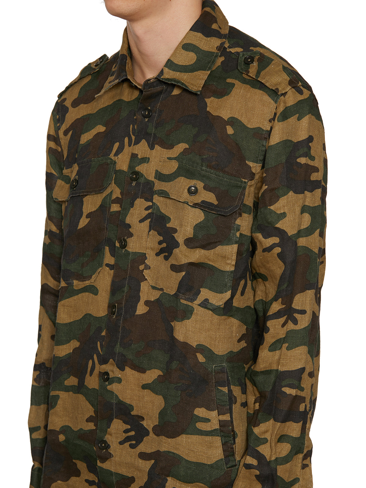 DANIELE ALESSANDRINI Linen Camouflage Mini Shirt for Men