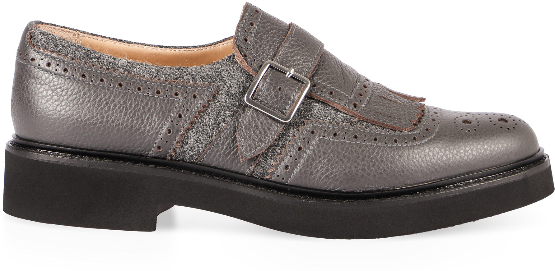 DOUCAL'S Elegant Leather Shoes with Buckle and Fringes for Women