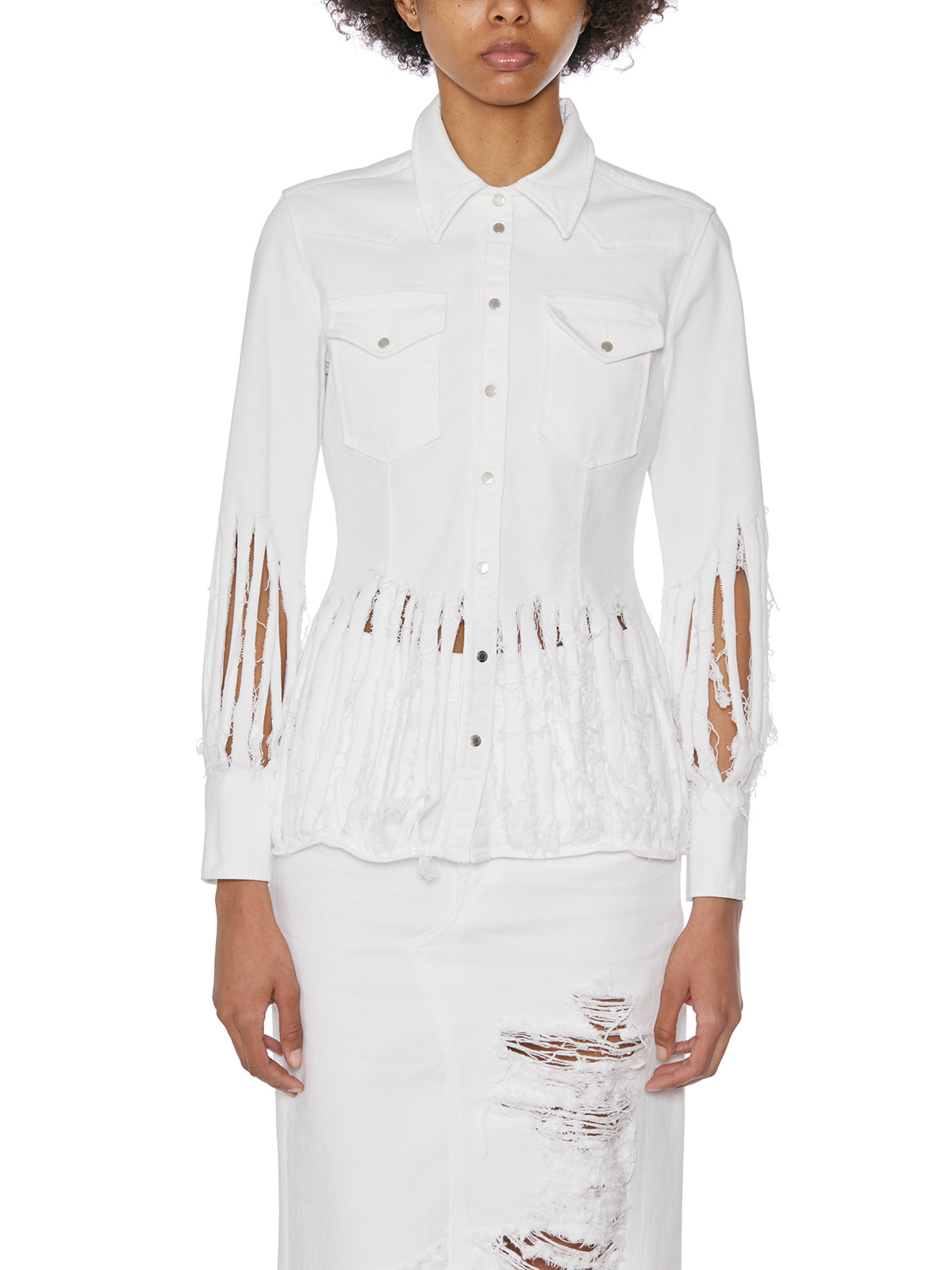 DONDUP Women's Fringed Cotton Texana Shirt - Size 40