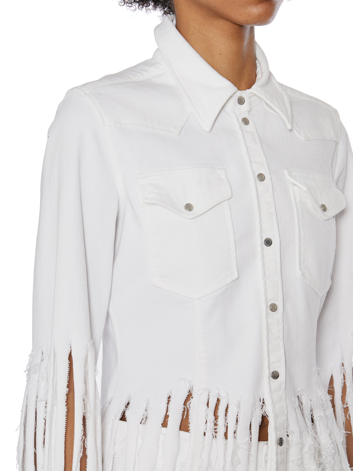 DONDUP Women's Fringed Cotton Texana Shirt - Size 40
