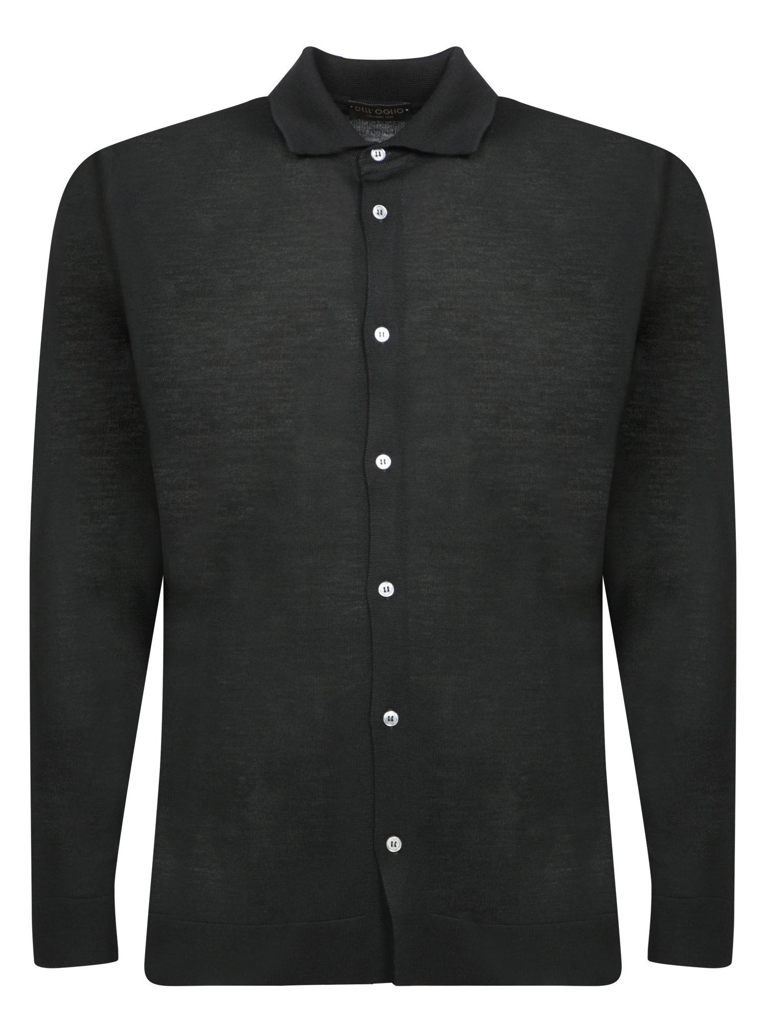 DELL'OGLIO Classic Black Shirt for Men - Premium 100% Virgin Wool