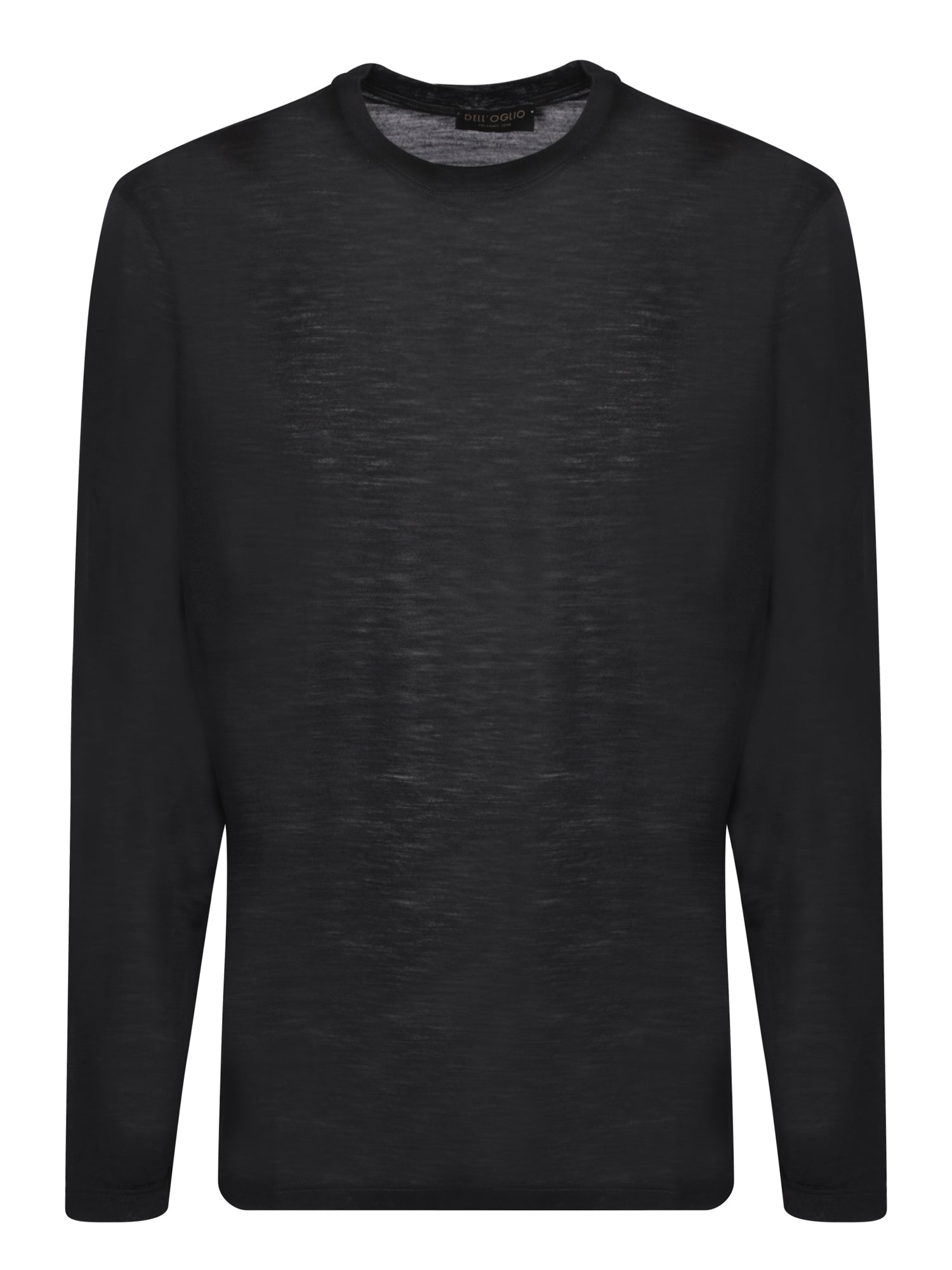 DELL'OGLIO Elevated Black T-Shirt for Men - Long Sleeve Regular Fit