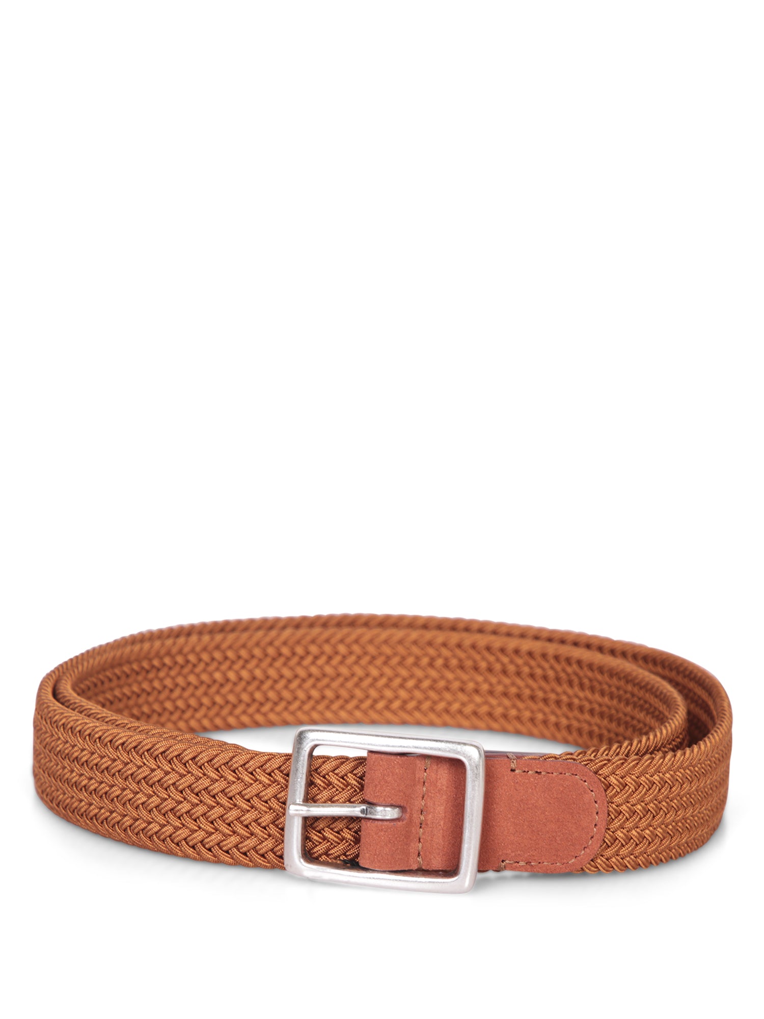 DELL'OGLIO Braided Fabric Belt with Leather Accents