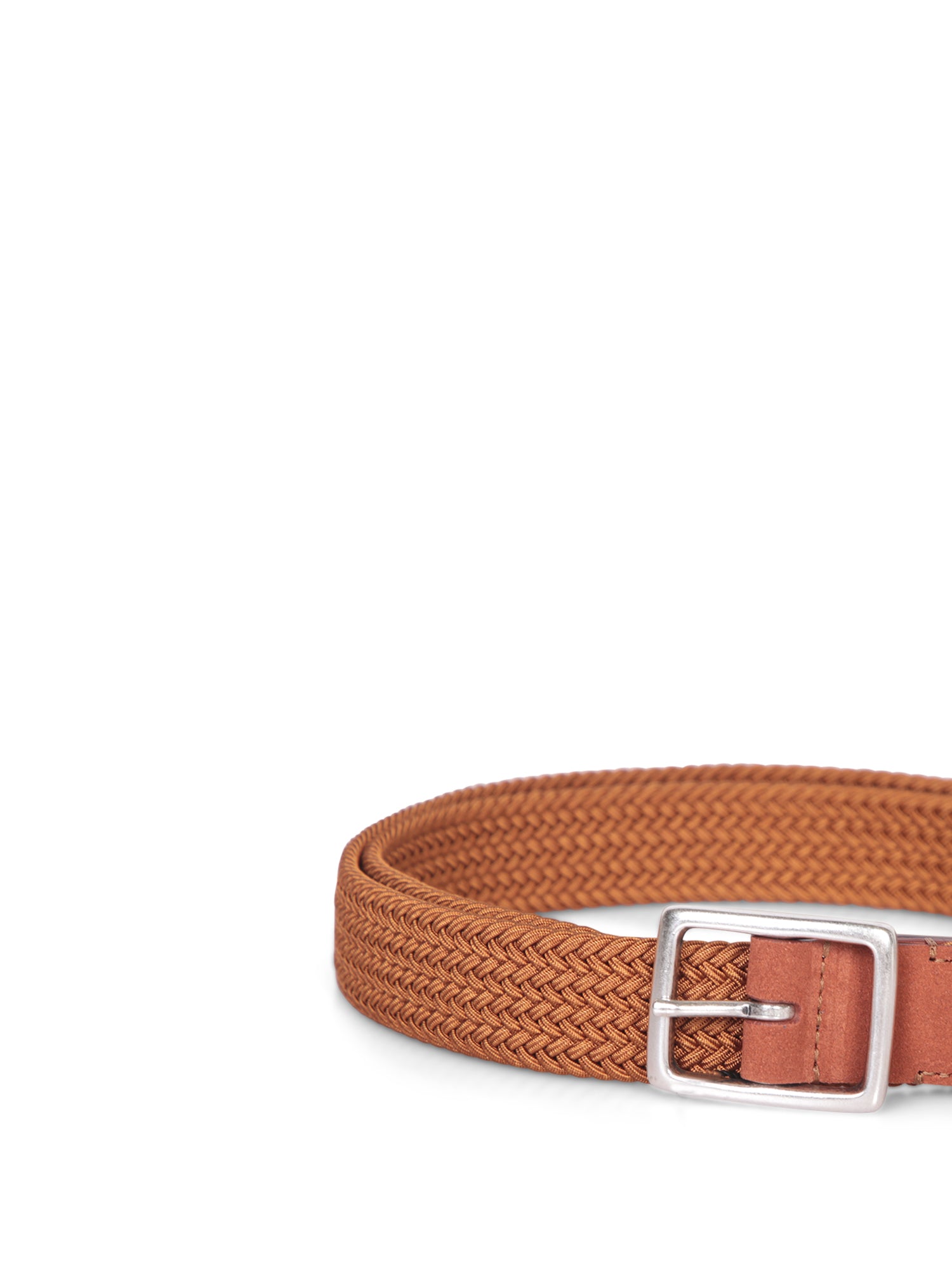 DELL'OGLIO Braided Fabric Belt with Leather Accents