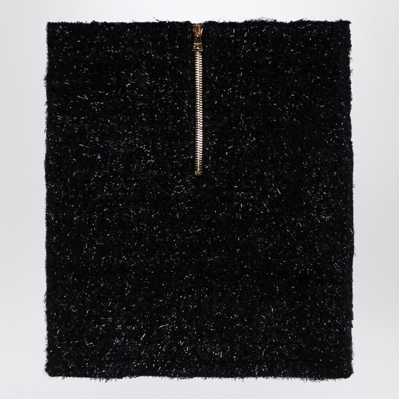 BALMAIN Chic Tweed Miniskirt with Gold Logo Buttons