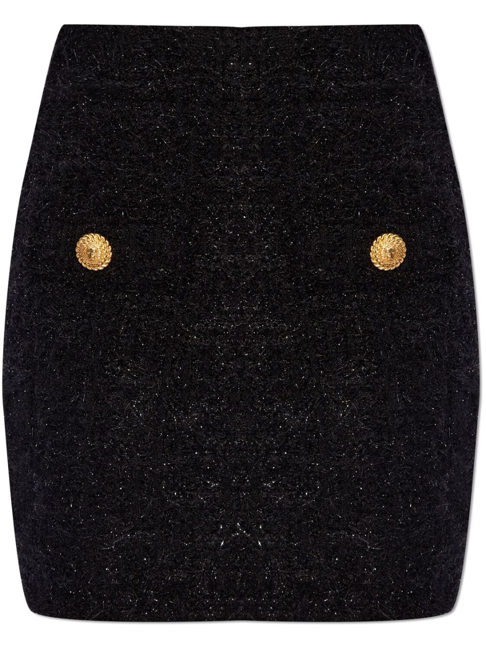BALMAIN High-Waisted Buttoned Tweed Skirt