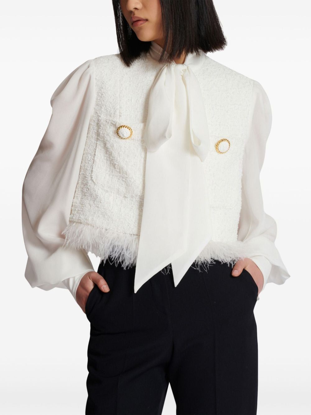 BALMAIN Lavalierre Mini Jacket with Bow Pocket