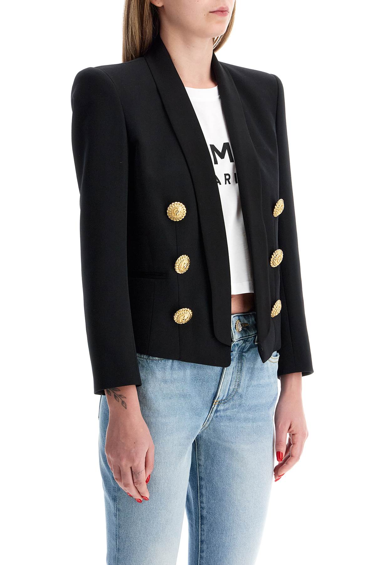 BALMAIN Mini Six-Button Cropped Jacket - Size 38