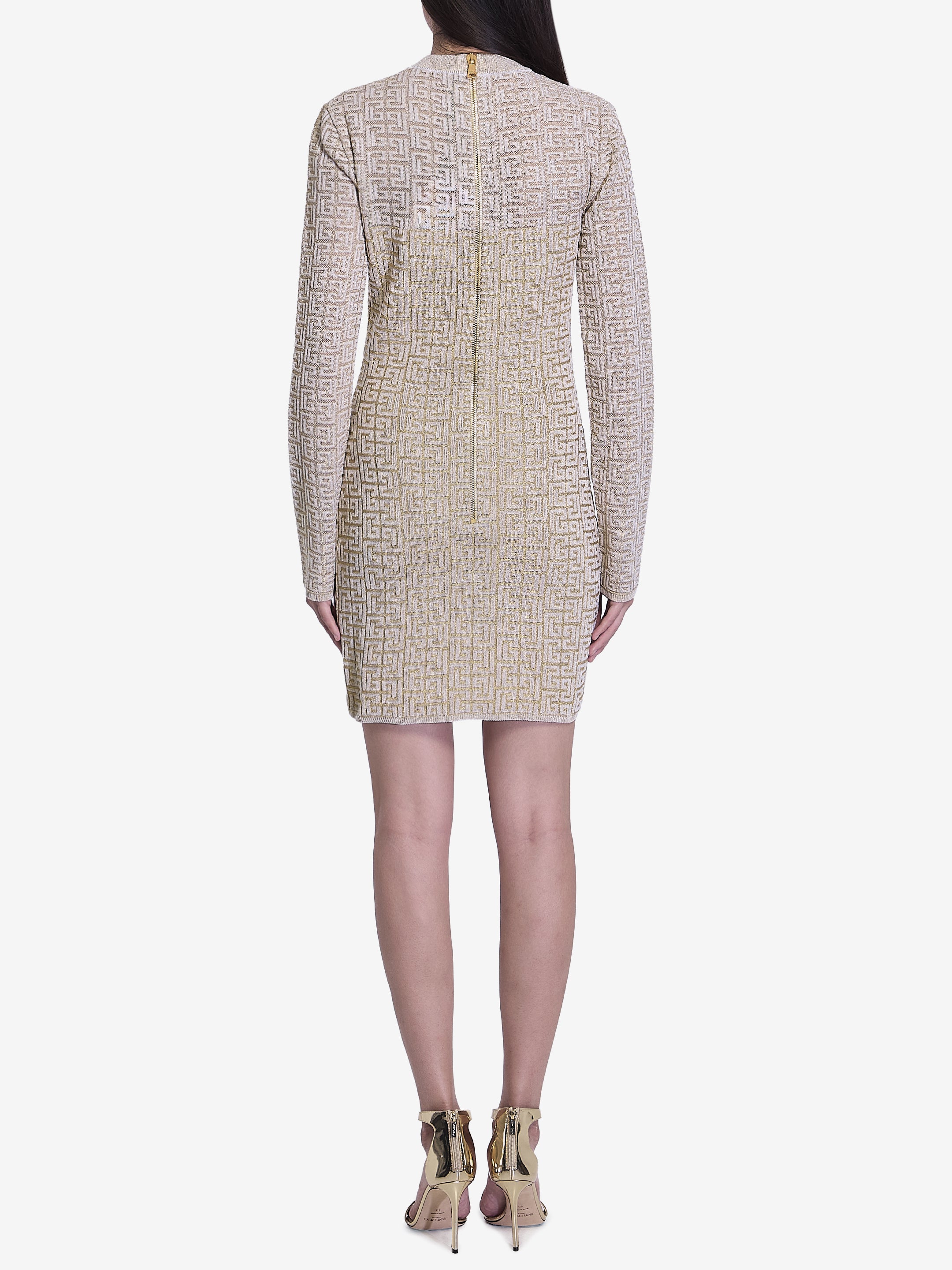 BALMAIN Labyrinth Monogram Fitted Dress