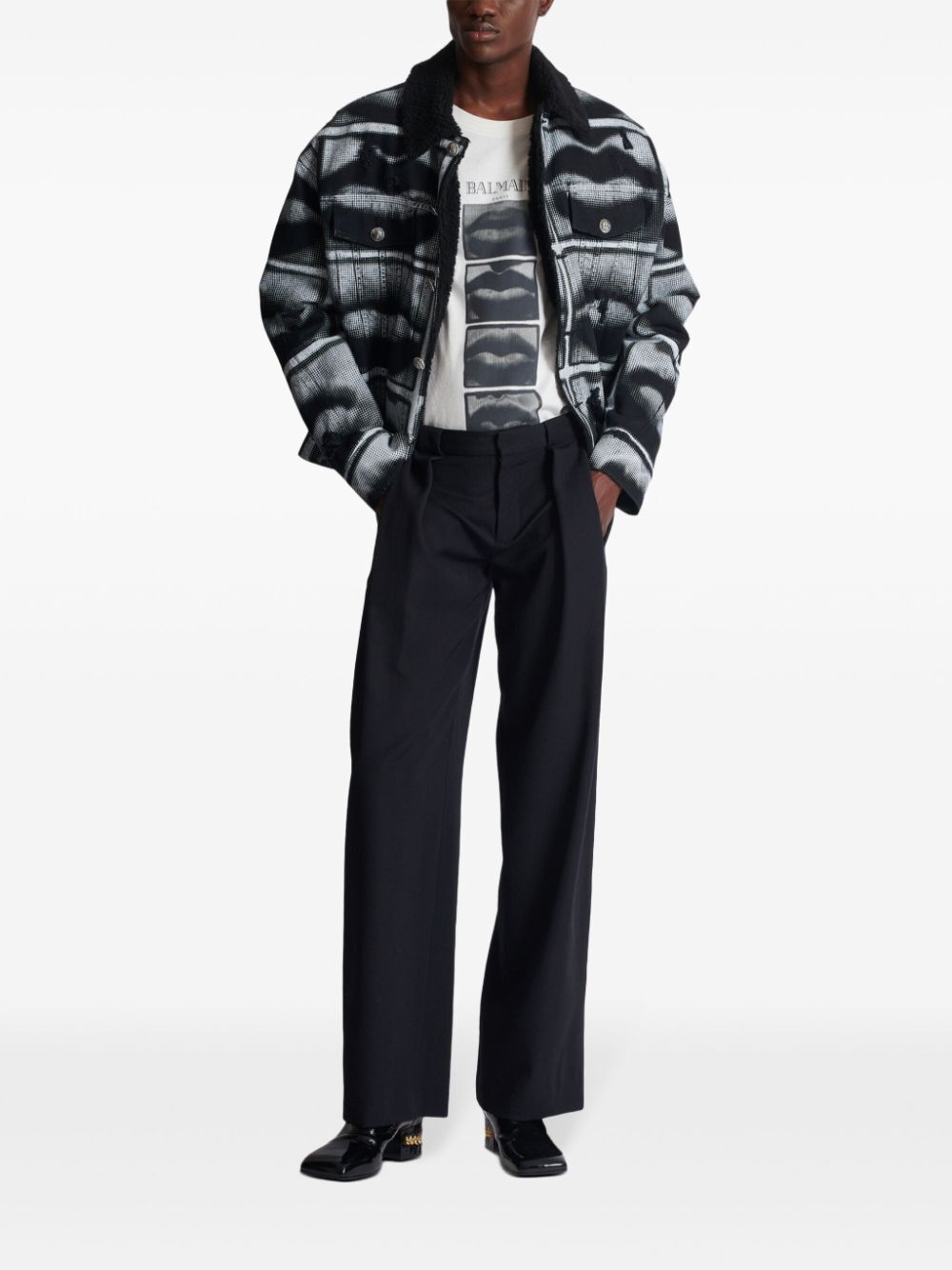 BALMAIN Men's Pleated Wool Pants - FW24 Collection