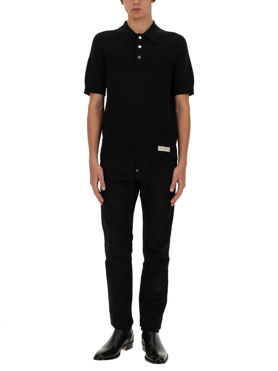 BALMAIN Merino Wool Polo Shirt - Regular Fit (Size L)