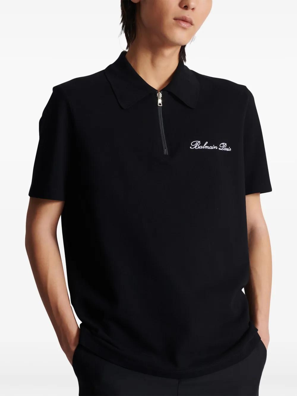 BALMAIN Embroidered Logo Cotton Polo Shirt for Men