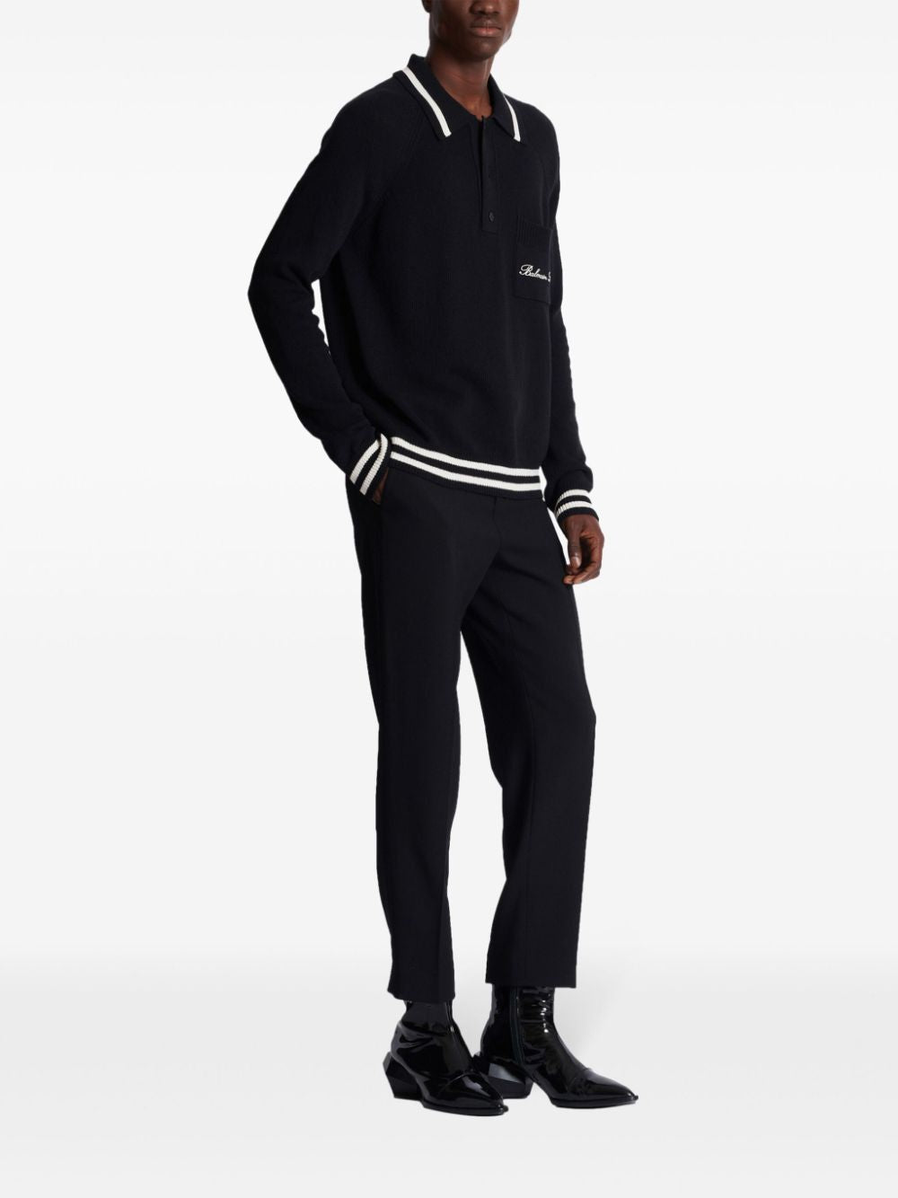 BALMAIN Men's Signature Wool Polo - FW24 Collection