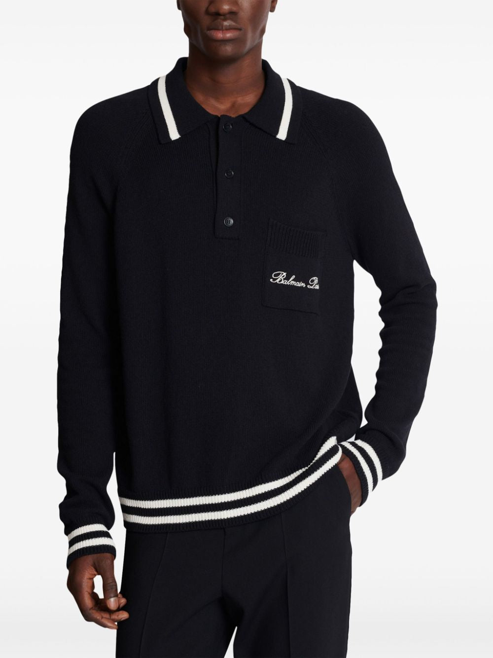 BALMAIN Men's Signature Wool Polo - FW24 Collection