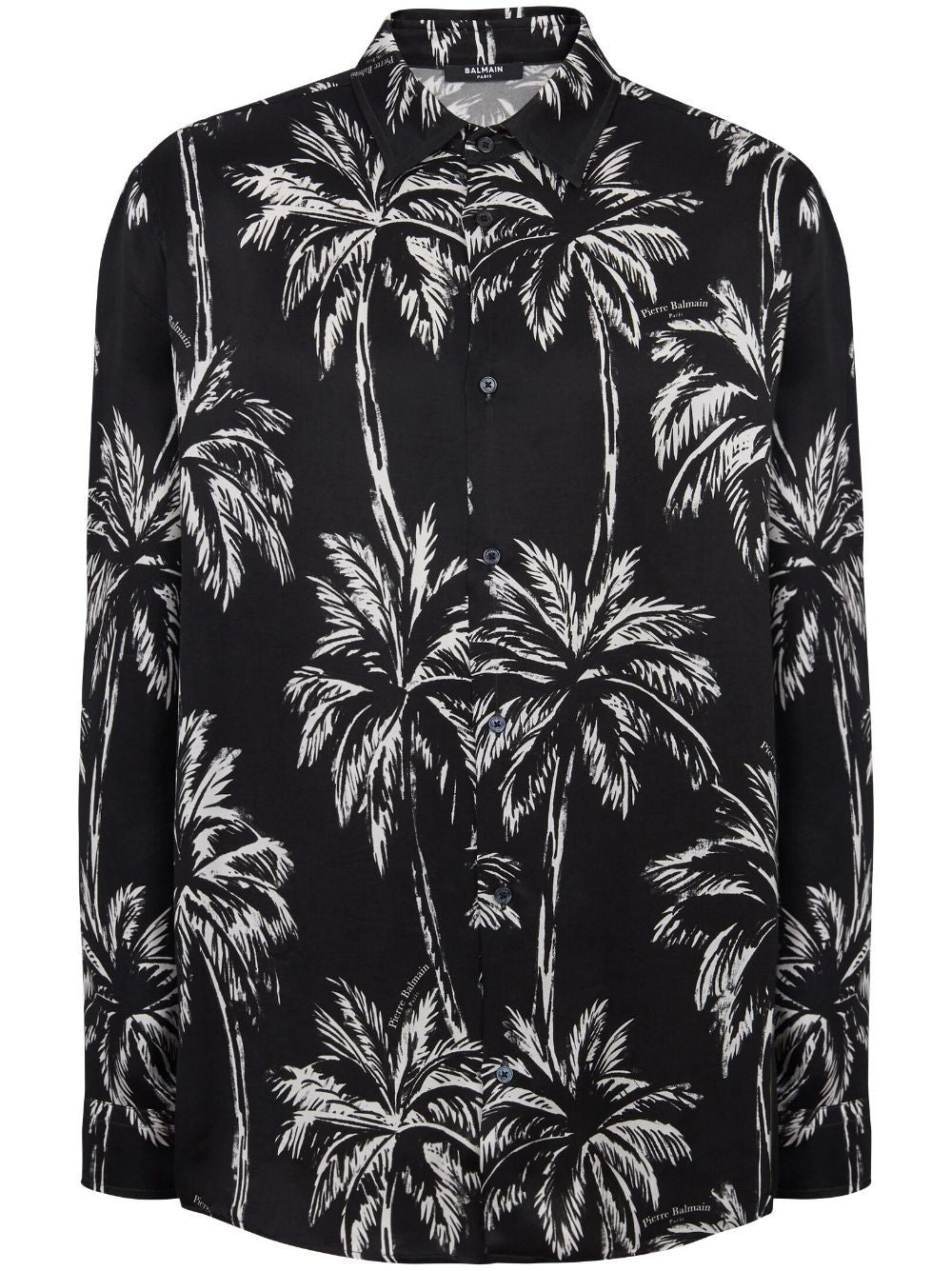 BALMAIN Palm Print Satin Shirt for Men