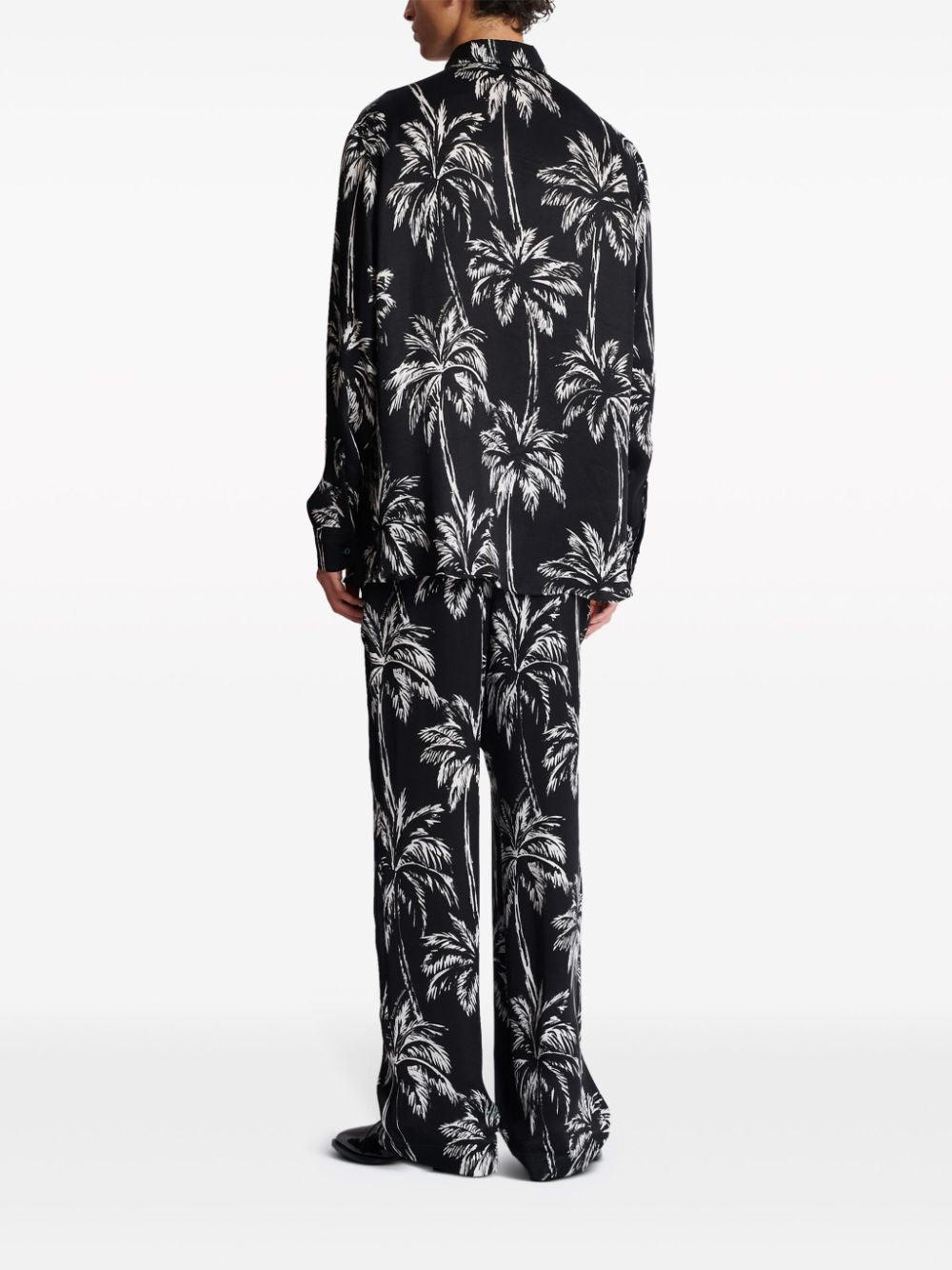 BALMAIN Palm Print Satin Shirt for Men