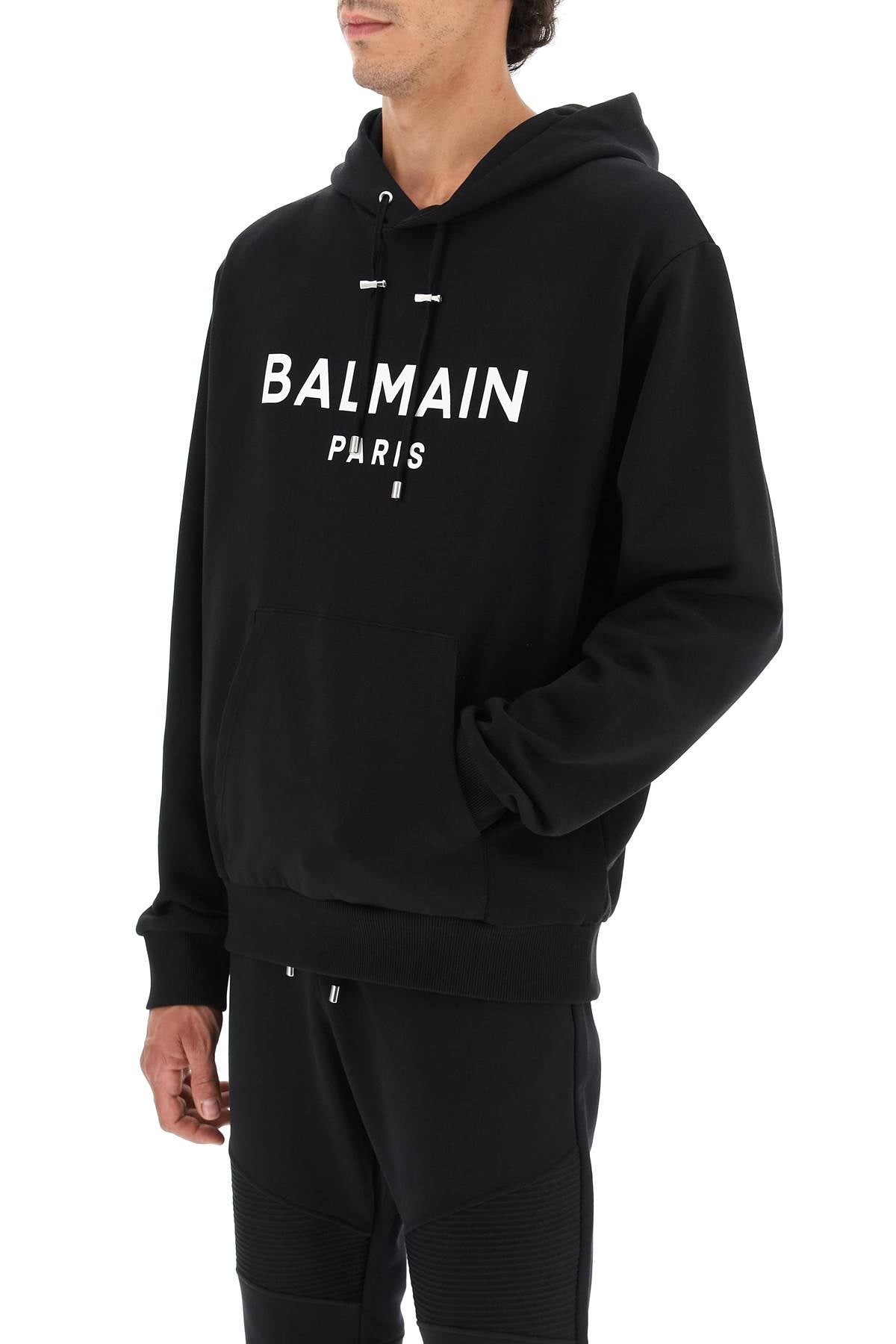 BALMAIN Essential Cotton Hoodie with Logo
