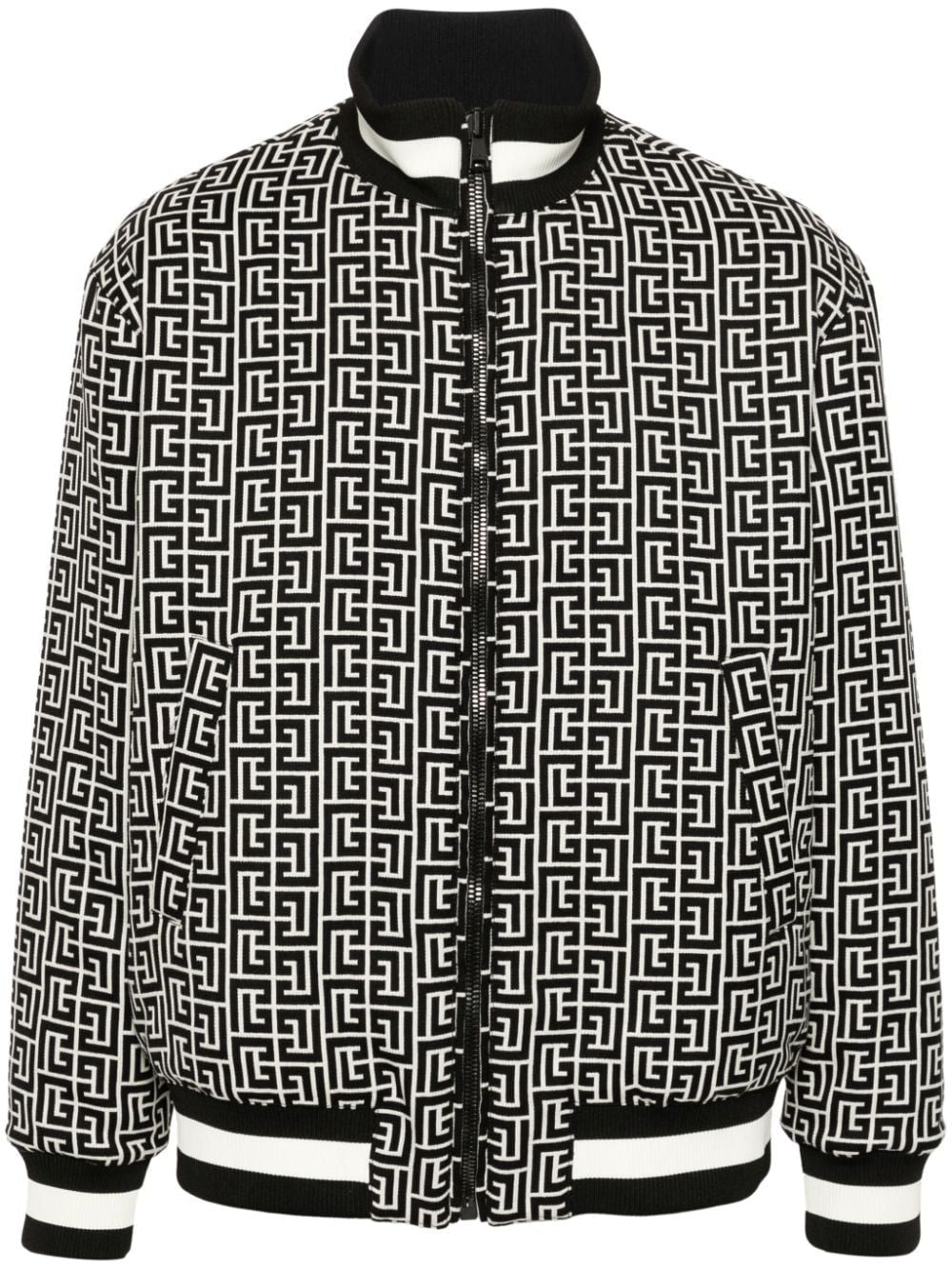 BALMAIN Monogram Jacquard Reversible Bomber Jacket