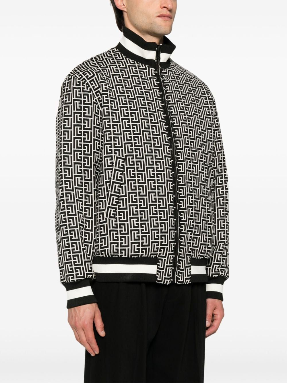 BALMAIN Monogram Jacquard Reversible Bomber Jacket