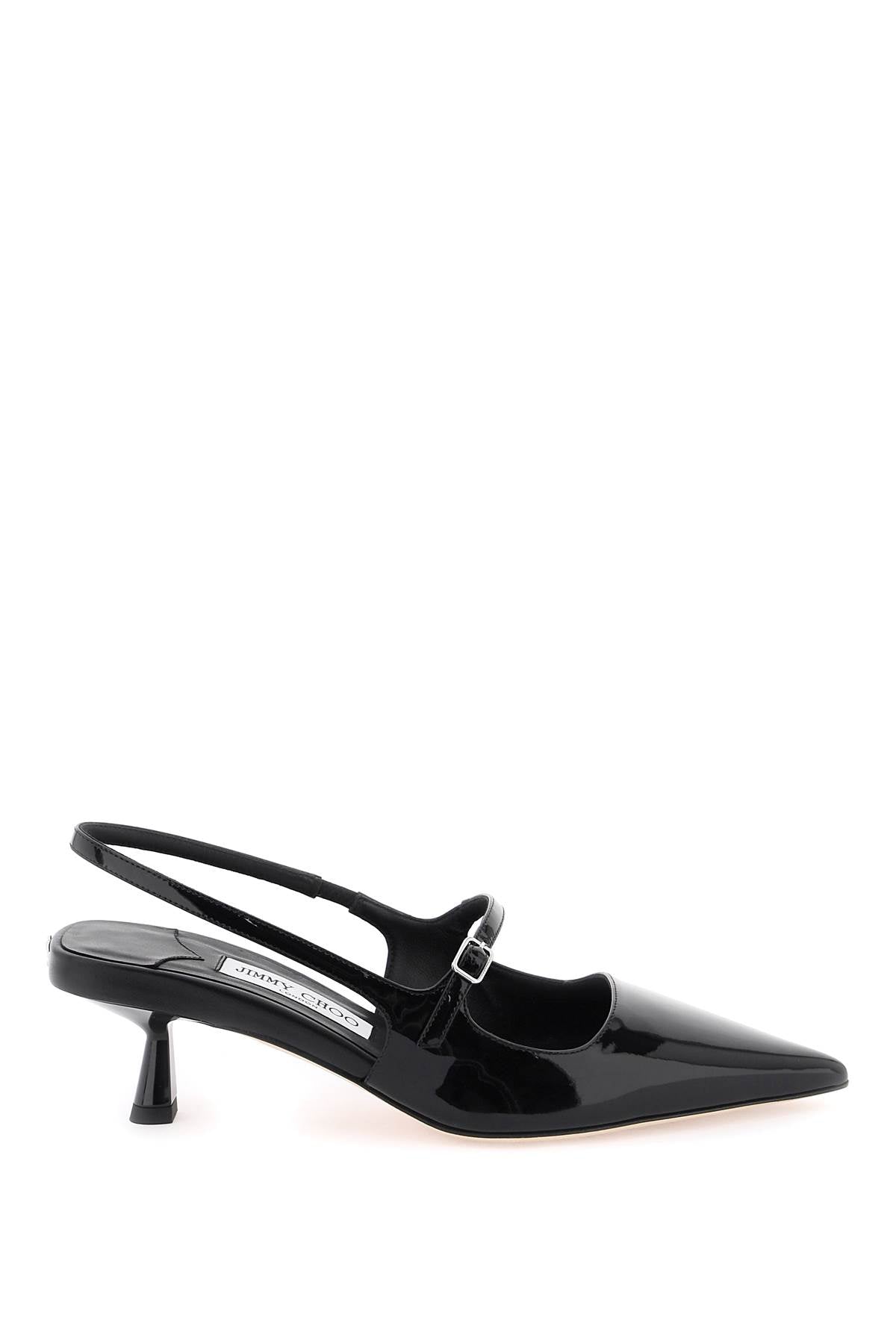 JIMMY CHOO Genuine Leather Mid Heel Pointed Toe Slingback Pumps