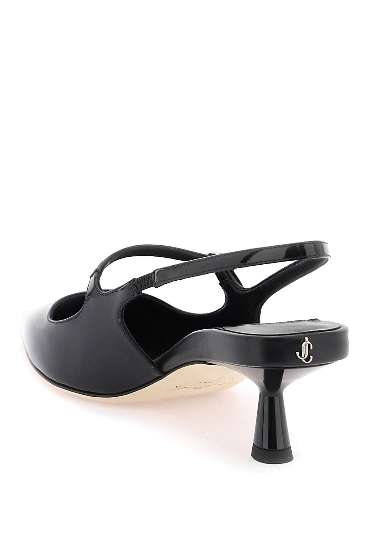 JIMMY CHOO Genuine Leather Mid Heel Pointed Toe Slingback Pumps