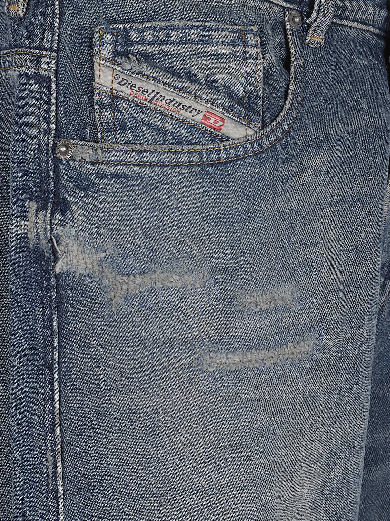 DIESEL Relaxed Fit Cropped Jeans with Ripped Details