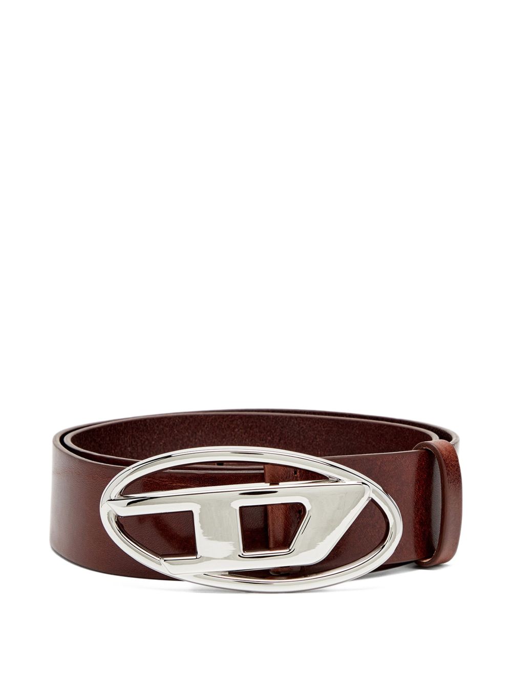 DIESEL Sleek Leather Belt with Logo Buckle