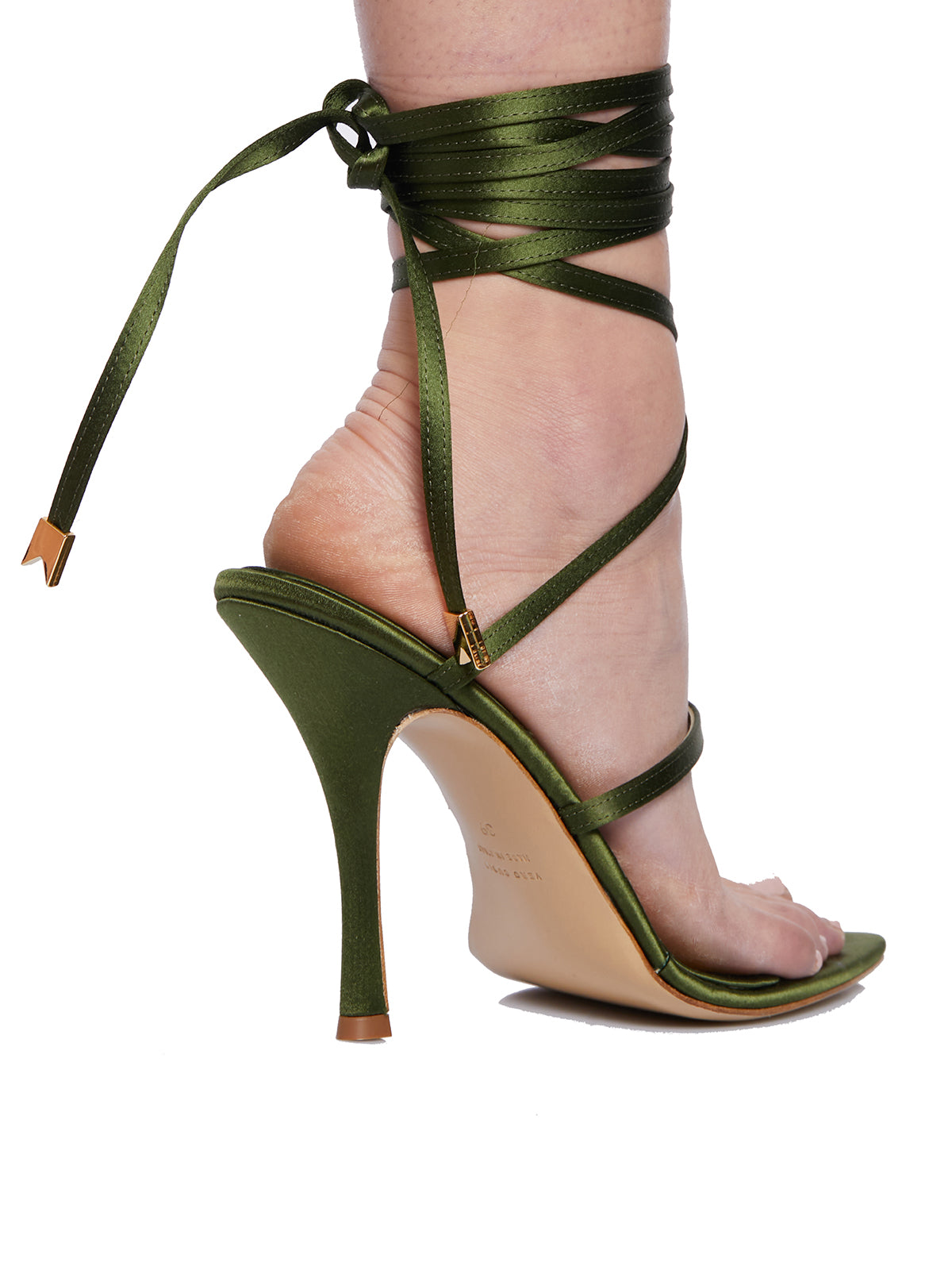 ILIO ESMERALDO Curved Heel Open Toe Sandal with Braided Ankle Straps