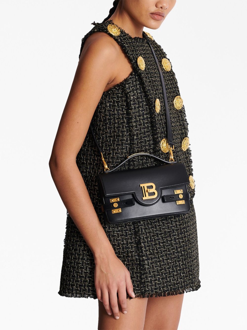 BALMAIN Mini B-Buzz Leather Shoulder Handbag