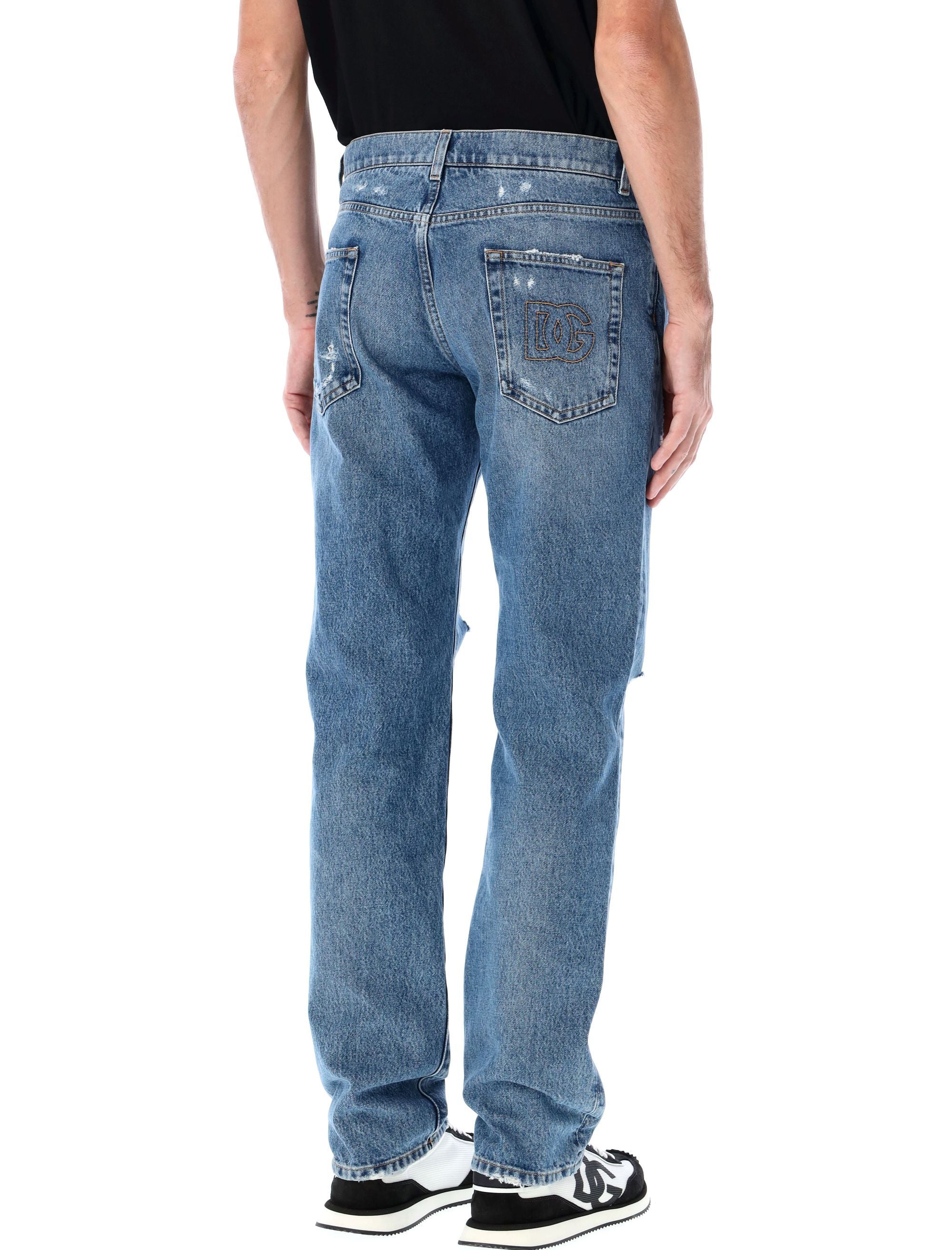 DOLCE & GABBANA Classic Distressed Relaxed Fit Jeans for Men