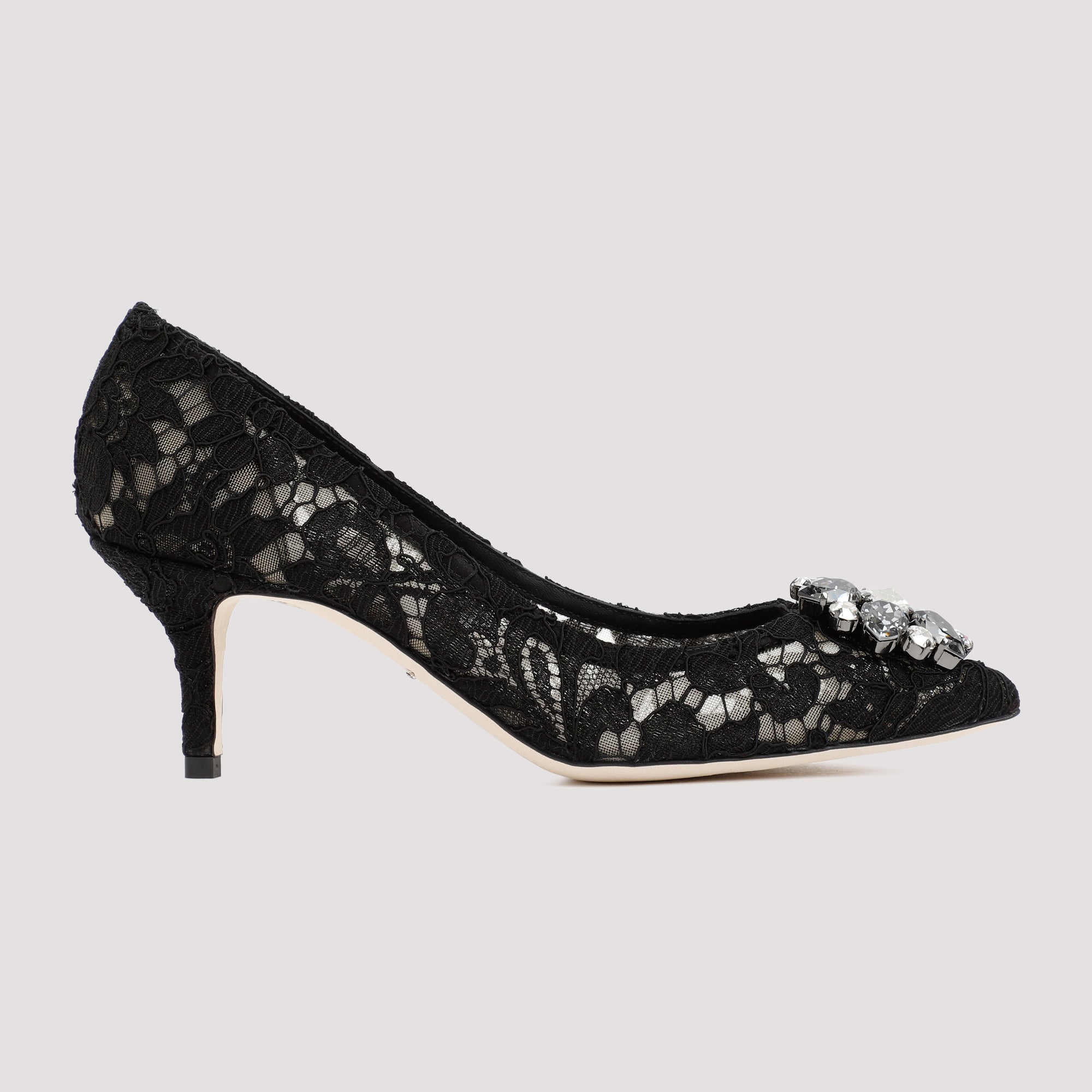 DOLCE & GABBANA Elegant Lace Pumps with Crystal Accents - 6cm Heel