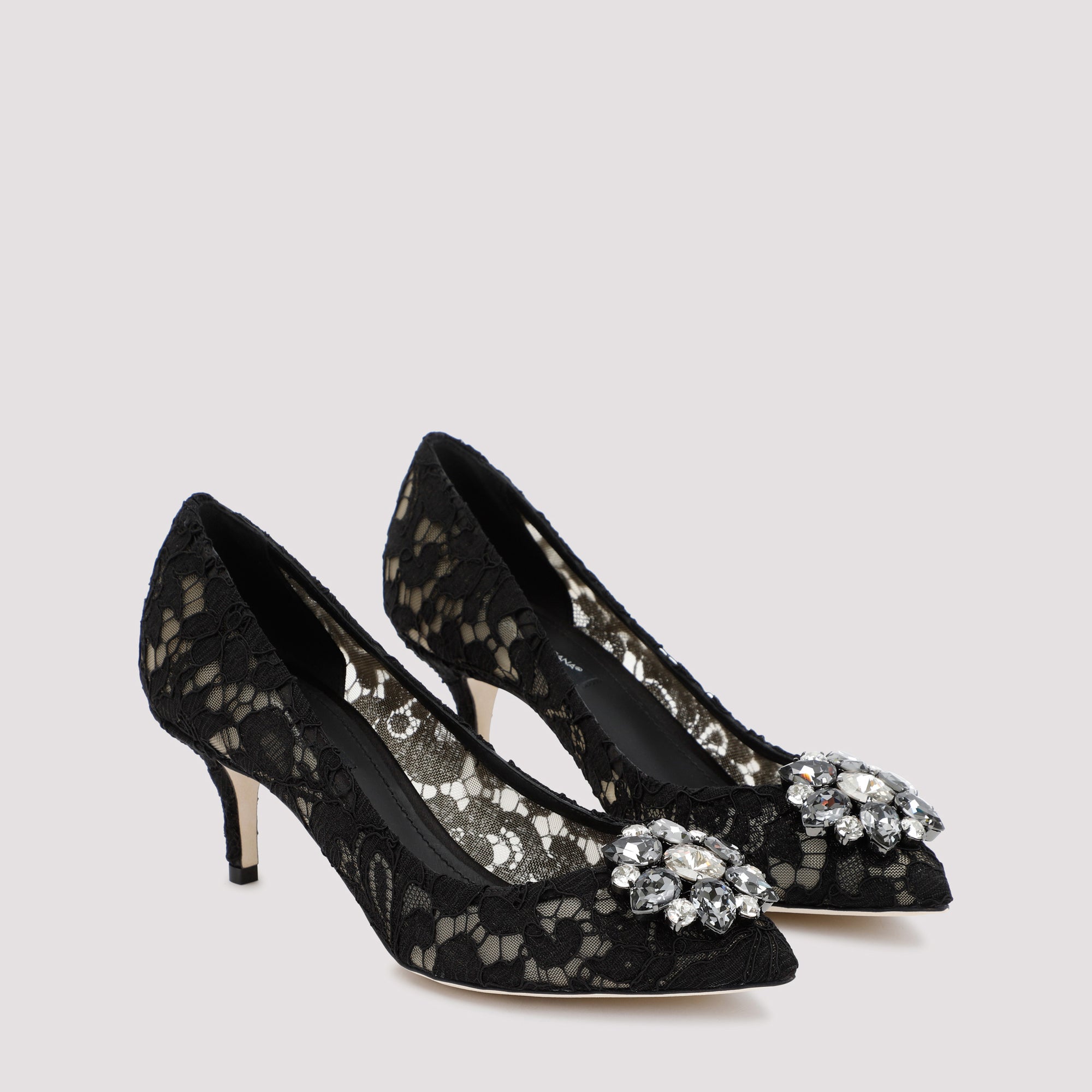 DOLCE & GABBANA Elegant Lace Pumps with Crystal Accents - 6cm Heel