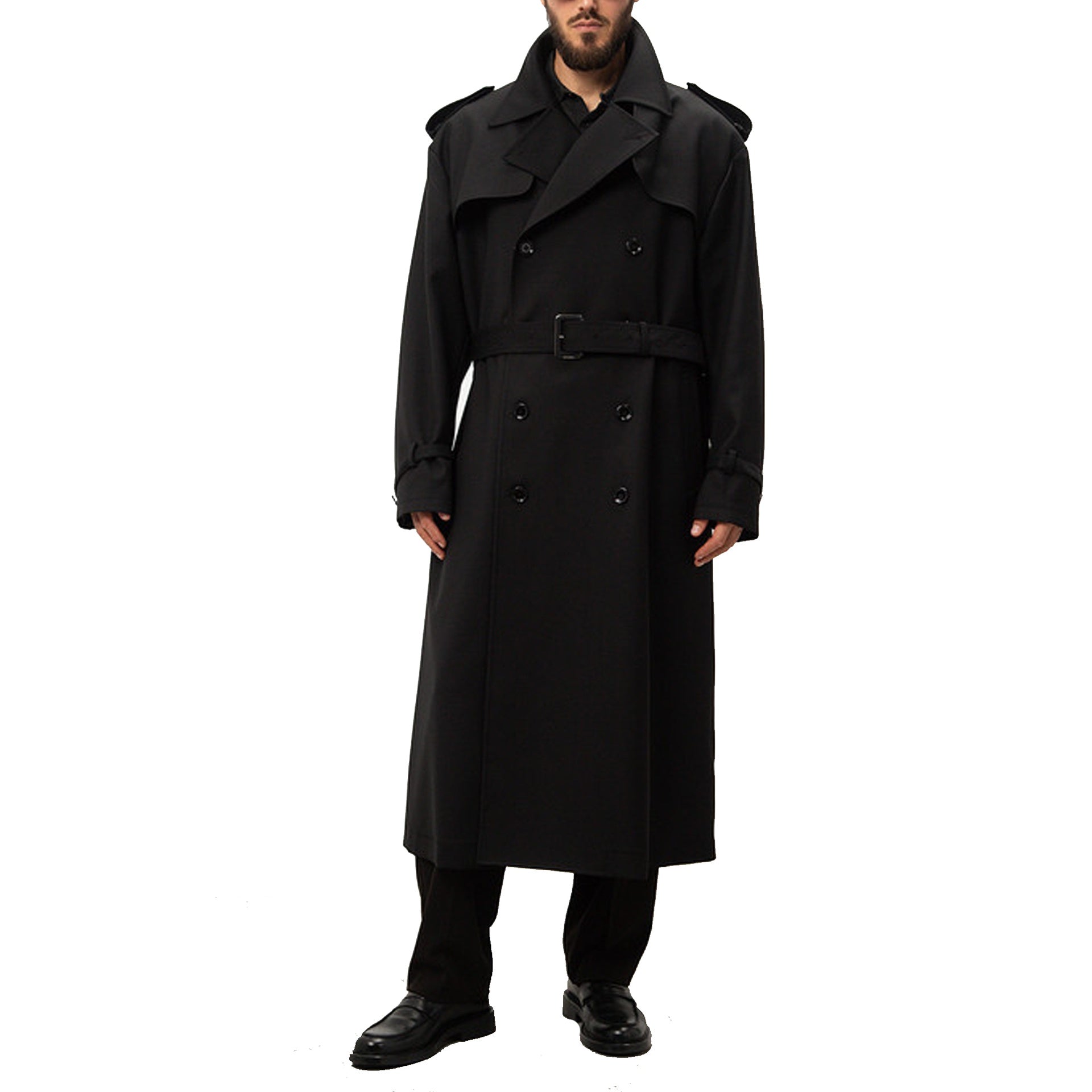 DOLCE & GABBANA Double-Breasted Wool Trench Jacket for Men