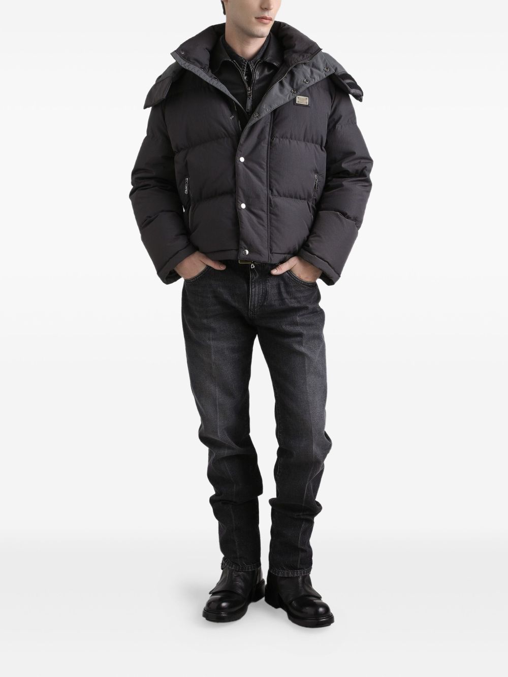 DOLCE & GABBANA Quilted Down Jacket with Cozy Hood for Men