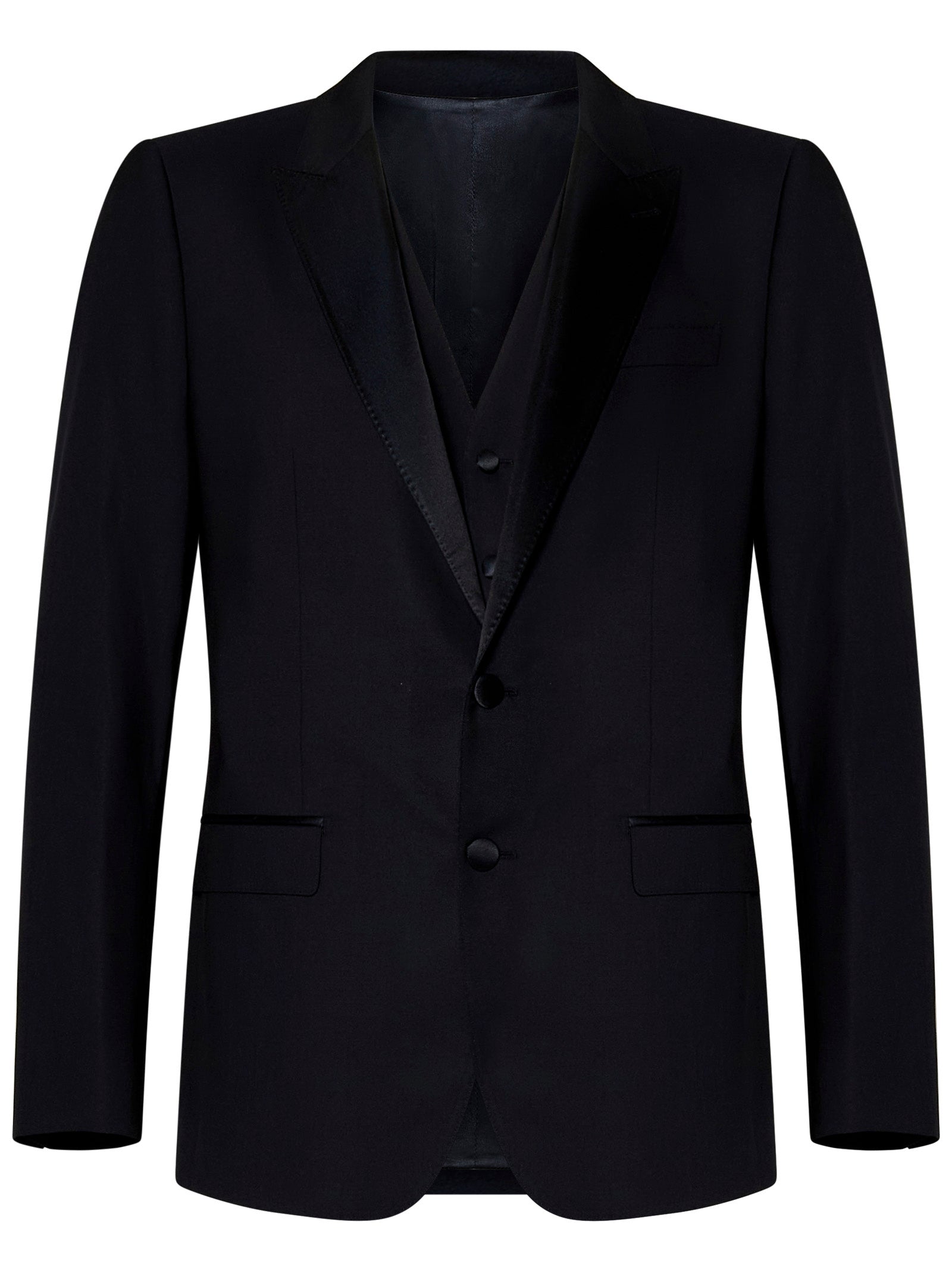 DOLCE & GABBANA Tailored Three-Piece Tuxedo Suit for Men - Size 48 IT