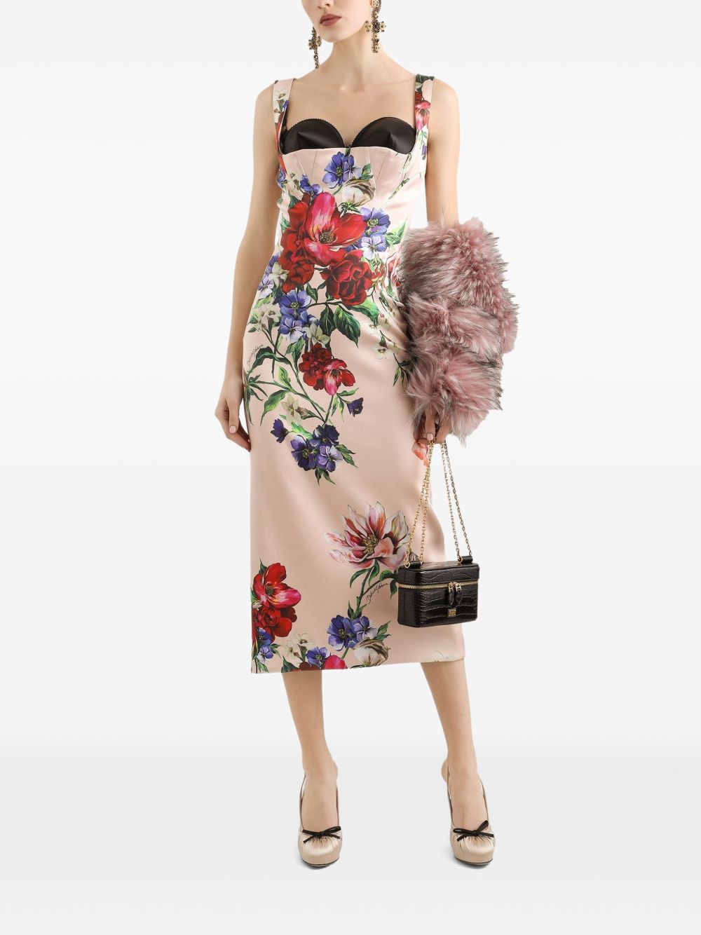 DOLCE & GABBANA Floral Print Midi Sheath Dress for Women