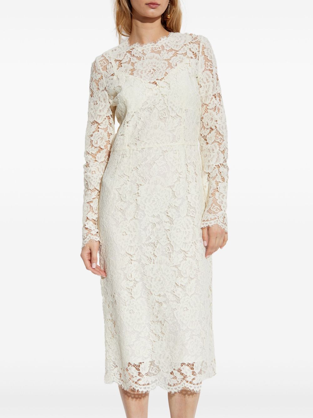 DOLCE & GABBANA Elegant Long-Sleeved Lace Midi Dress for Women