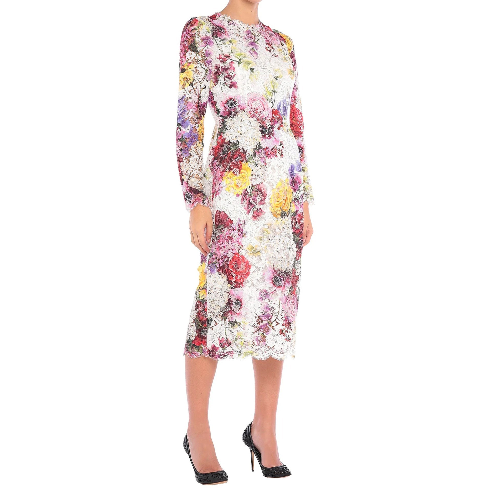 DOLCE & GABBANA Lace Dress with Long Sleeves