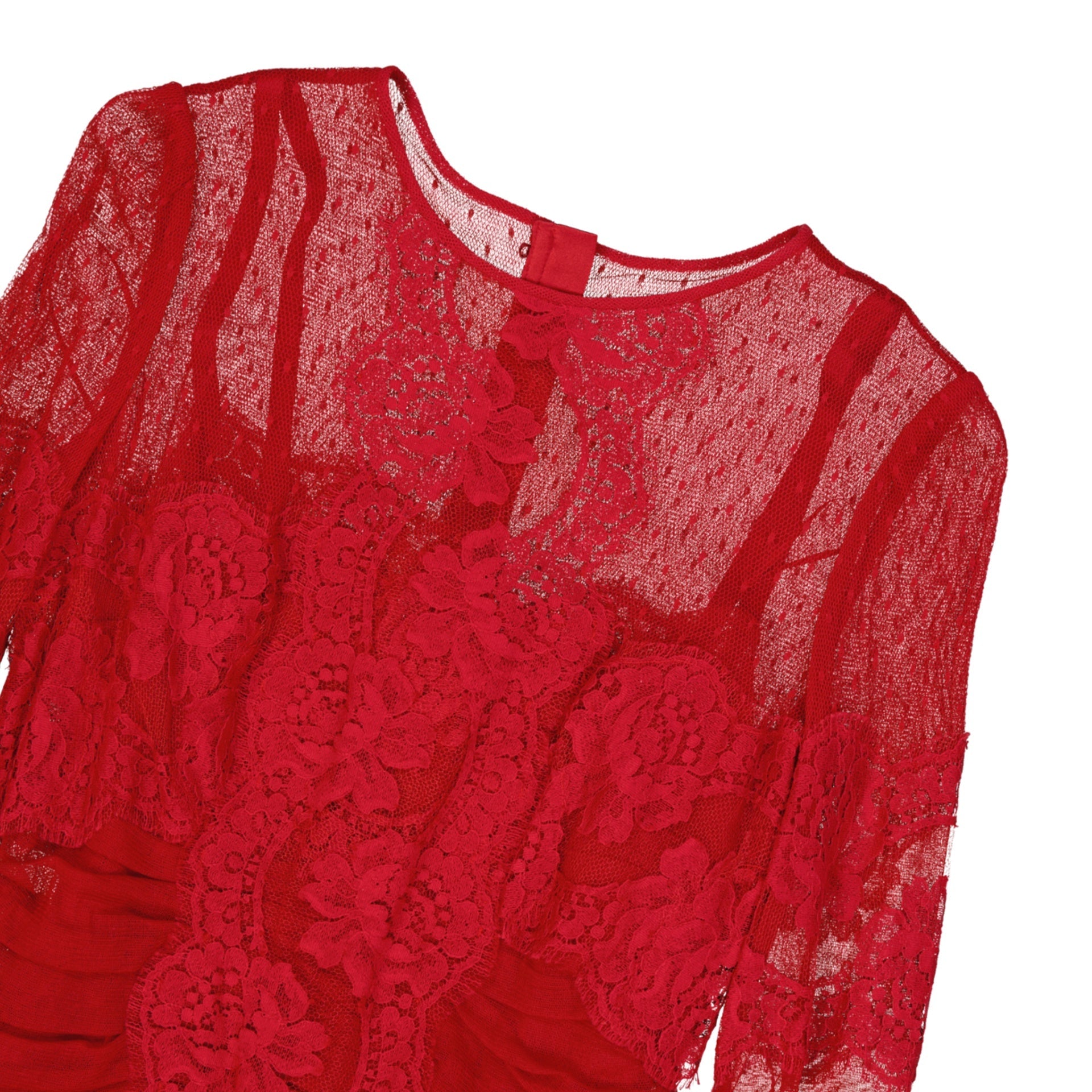 DOLCE & GABBANA Lace Rouches Mini Dress